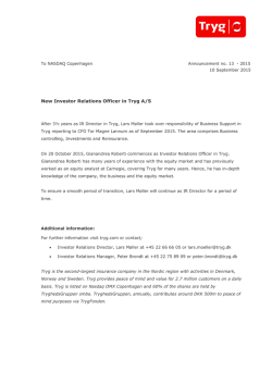 New Investor Relations Officer in Tryg A/S