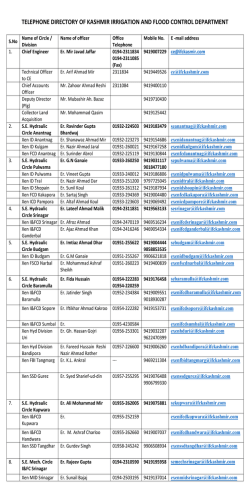 telephone directory of kashmir irrigation and flood