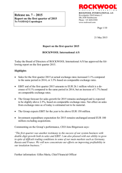 Quarterly report - ROCKWOOL International A/S
