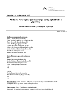 Modul A: Psykologiske perspektiver på læring og tilblivelse I (30
