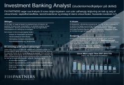 Investment Banking Analyst (studentermedhjælper