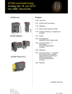 AC500-automationsdag torsdag den 18. juni 2015 hos ABB i