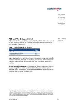 PSO-tarif for 3. kvartal 2015
