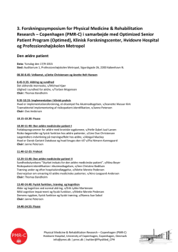 3. Forskningssymposium for Physical Medicine - PMR-C