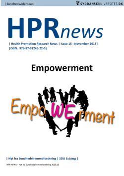 HPRnews | Health Promotion Research News| Issue 15
