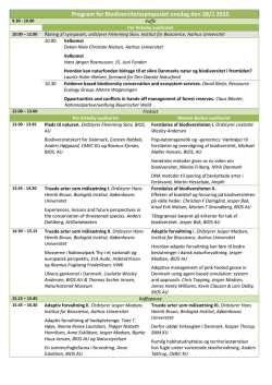 Program for Biodiversitetssymposiet onsdag den 28/1 2015