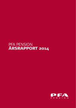 PFA PENSION ÅRSRAPPORT 2014