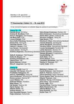 TT Sommerlejr i Hobro 13. – 18. maj 2015