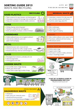 SORTING GUIDE 2015 WASTE AND RECYCLING