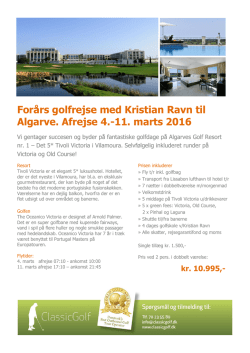 Forårs golfrejse med Kristian Ravn til Algarve. Afrejse 4.