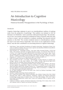 An Introduction to cognitive Musicology