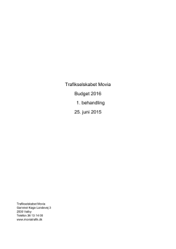 Trafikselskabet Movia Budget 2016 1. behandling 25. juni 2015
