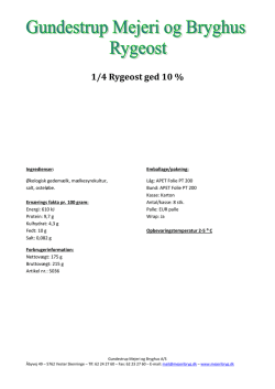 1/4 Rygeost ged 10 % - Gundestrup Mejeri og Bryghus