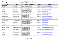 Oversigt over bed&oslash;mmere af l&aelig;gefaglige kompetencer