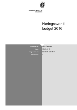 Høringssvar til budget 2016 - Faaborg
