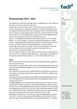 Læs Hovedforeningens beretning for 2014-2015 her.