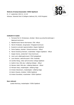 Referat af bestyrelsesmøde i SOSU Sjælland D. 17. september 2015