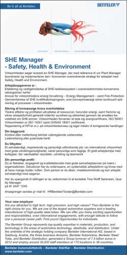 SHE Manager - Safety, Health & Environment