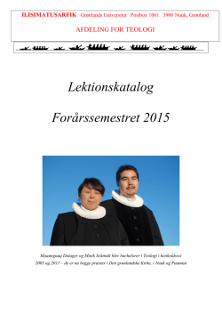 ILISIMATUSARFIK Grønlands Universitet Postbox 1061 3900 Nuuk
