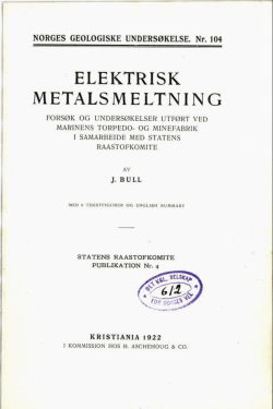 ELEKTRISK METALSMELTNING - Norges geologiske undersøkelse