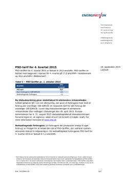 PSO-tarif for 4. kvartal 2015