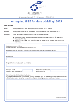 Ansøgning til LB Fondens uddeling i 2015