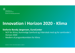 Innovation i Horizon 2020 - Klima Stefanie Bondy Jørgensen