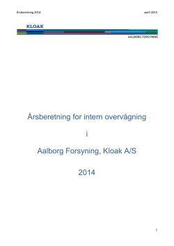 Årsberetning for intern overvågning i Aalborg Forsyning, Kloak A/S
