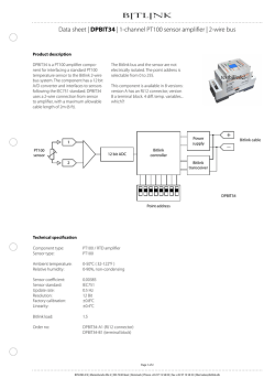 Data sheet | DPBIT34 | 1-channel PT100 sensor amplifier | 2