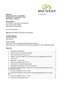 Referat af bestyrelsesmøde den 18. marts 2015 - BO-VEST