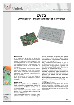CV72 COM Server - Ethernet til RS485 konverter
