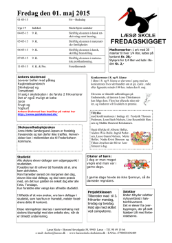 Fredag den 01. maj 2015 FREDAGSKIGGET - Læsø Skole