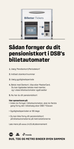 Fornyelse af pensionistkort i DSB`s billetautomater