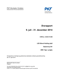 Årsrapport 9. juli - 31. december 2014 - CVR