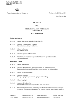 1. Program Kulturudvalget til Færøerne 2015