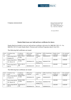 Danske Bank issues new bull and bear certificates for shares