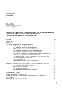 Patientsikkerhedsarbejdet i HEV Årsrapport 2014 herunder mønstre