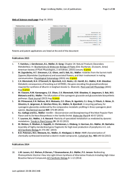 Birger Lindberg Møller, List of publications Page 1 of 24 Last