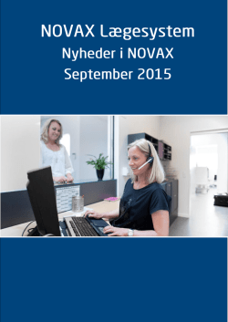 Nyheder i NOVAX september 2015