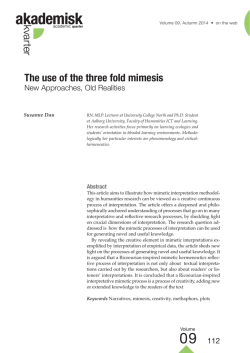 The use of the three fold mimesis. New Approaches, Old Realities