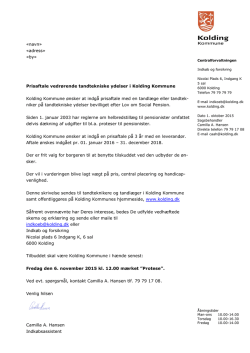 Prisaftale vedrørende tandtekniske ydelser i Kolding Kommune