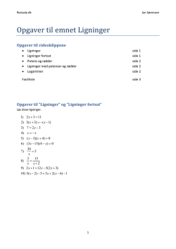 Opgaver til emnet Ligninger