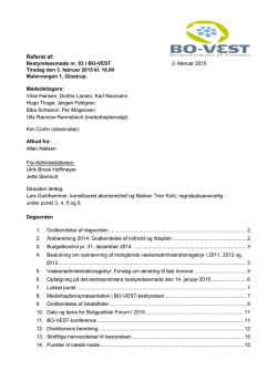 Referat af bestyrelsesmøde den 3. februar 2015 - BO-VEST