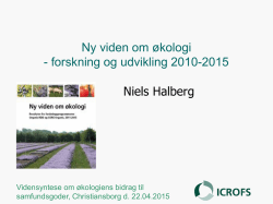 Ny viden om økologi - forskning og udvikling 2010-2015
