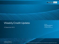 Weekly Credit Update – 15 September, 2015