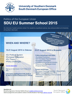 SDU EU SUMMERSCHOOL IN ODENSE AND BRUSSELS