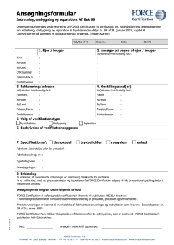 Ansøgningsformular - FORCE Certification