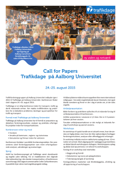 Call for Papers Trafikdage på Aalborg Universitet