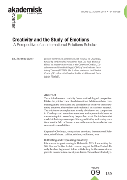 Creativity and the Study of Emotions