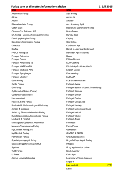 Forlag som er tilknyttet informationsaftalen 1. juli 2015
